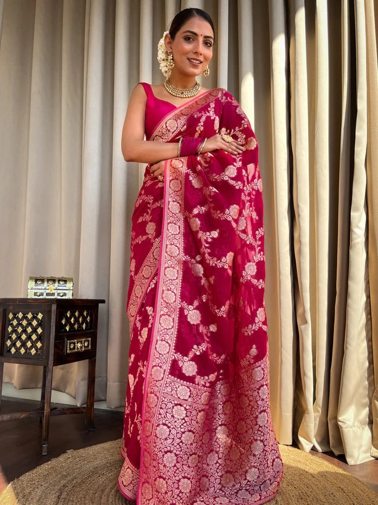 KT 119 Banarasi Soft Silk Jacquard Saree